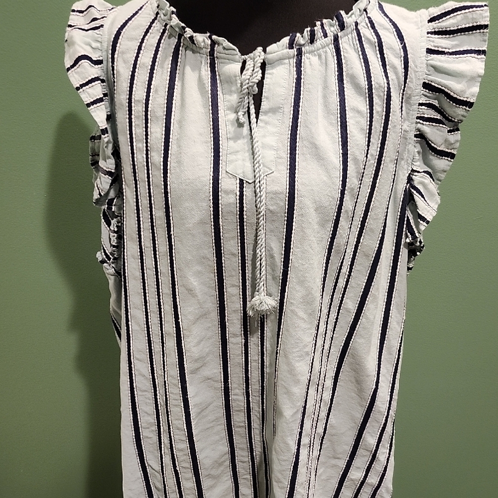 Lane Bryant Blue and White Patterned Blouse